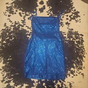 Dazzling Blue Sequin Party Dress